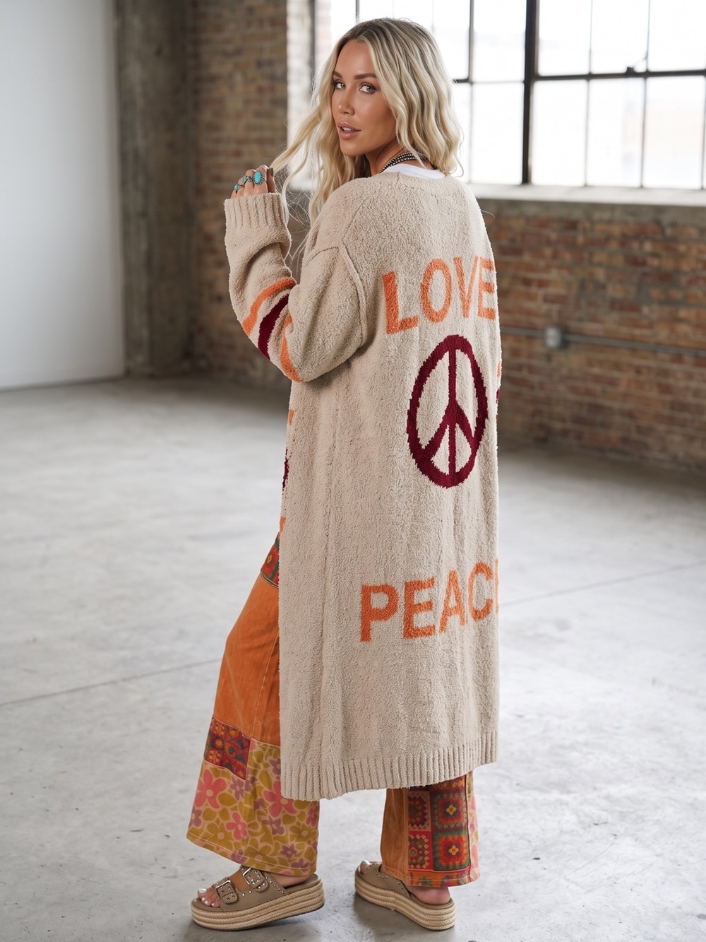 NWT POL Oversized Peace Love Boho Soft Cardigan Sweater Duster